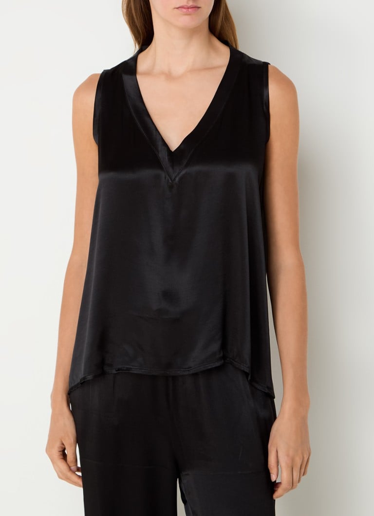 Greek Archaic Kori - Mouwloze top van satijn - Zwart