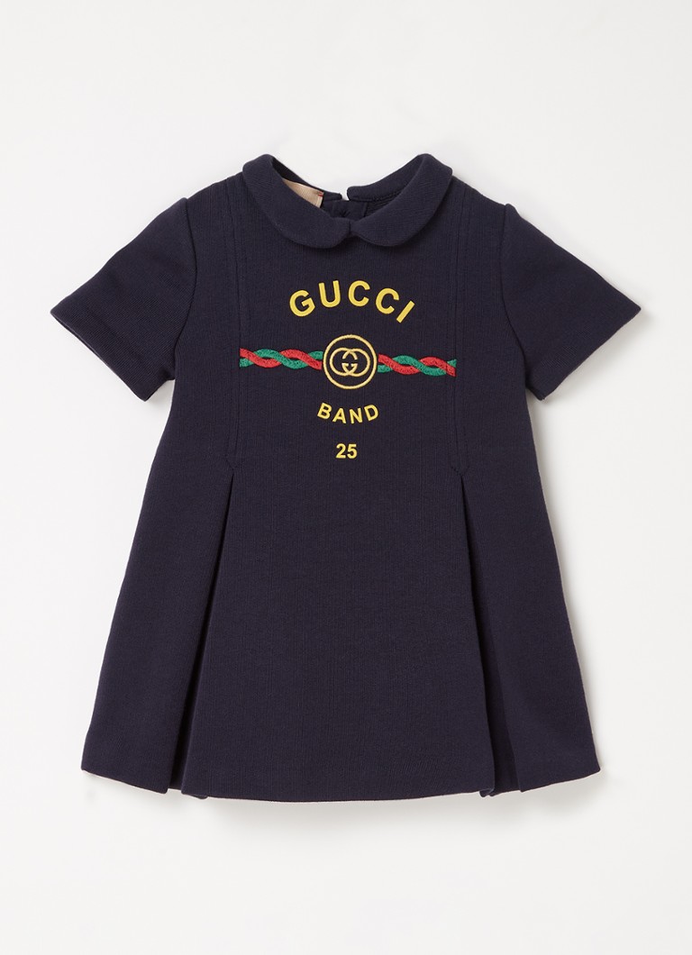 Gucci - A-lijn jurk met logoprint - Donkerblauw