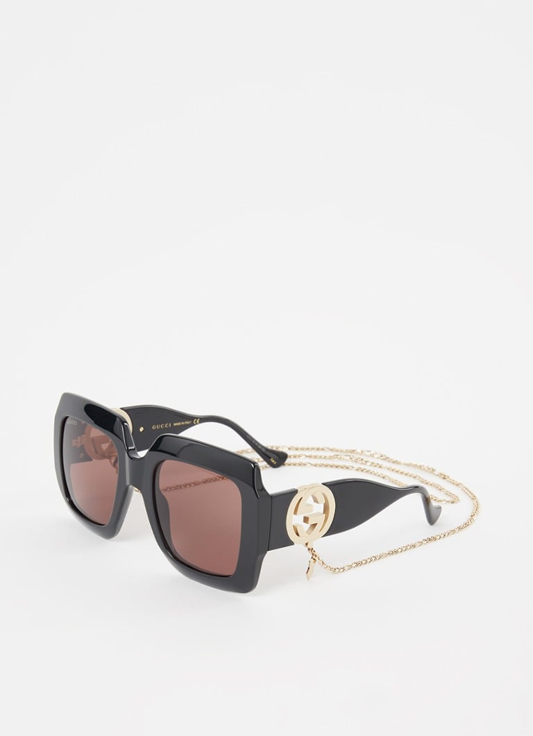 Gucci - Butterfly zonnebril met brillenkoord GG1022S - Zwart