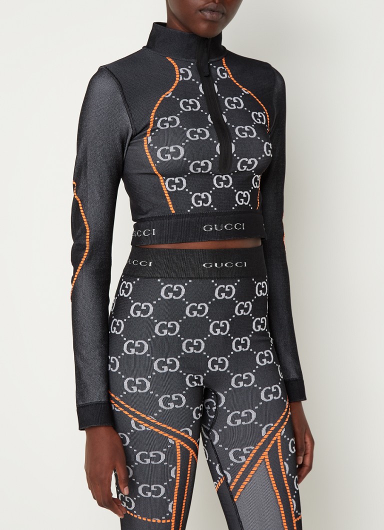 Gucci - Cropped trainingstop met logo- en backprint - Zwart