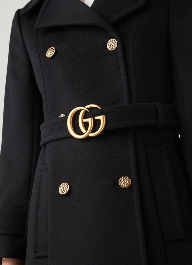Gucci Double-breasted mantel van ceintuur • Zwart de Bijenkorf