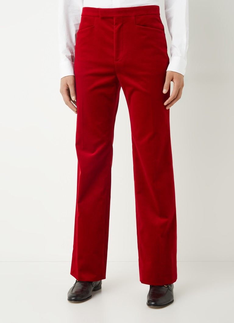 Gucci - Flared fit pantalon van fluweel met zijden details - Rood