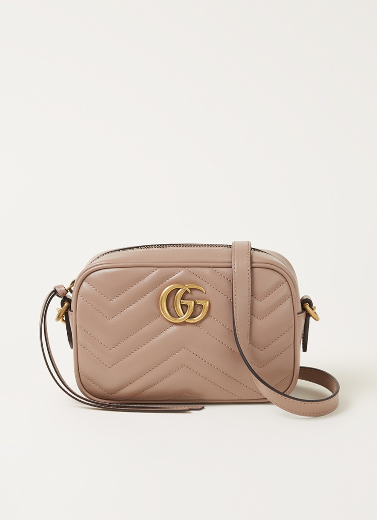 Gucci - GG Marmont Mini camerabag van leer - Oudroze