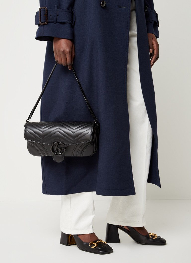 Gucci - GG Marmont schoudertas van leer - Zwart