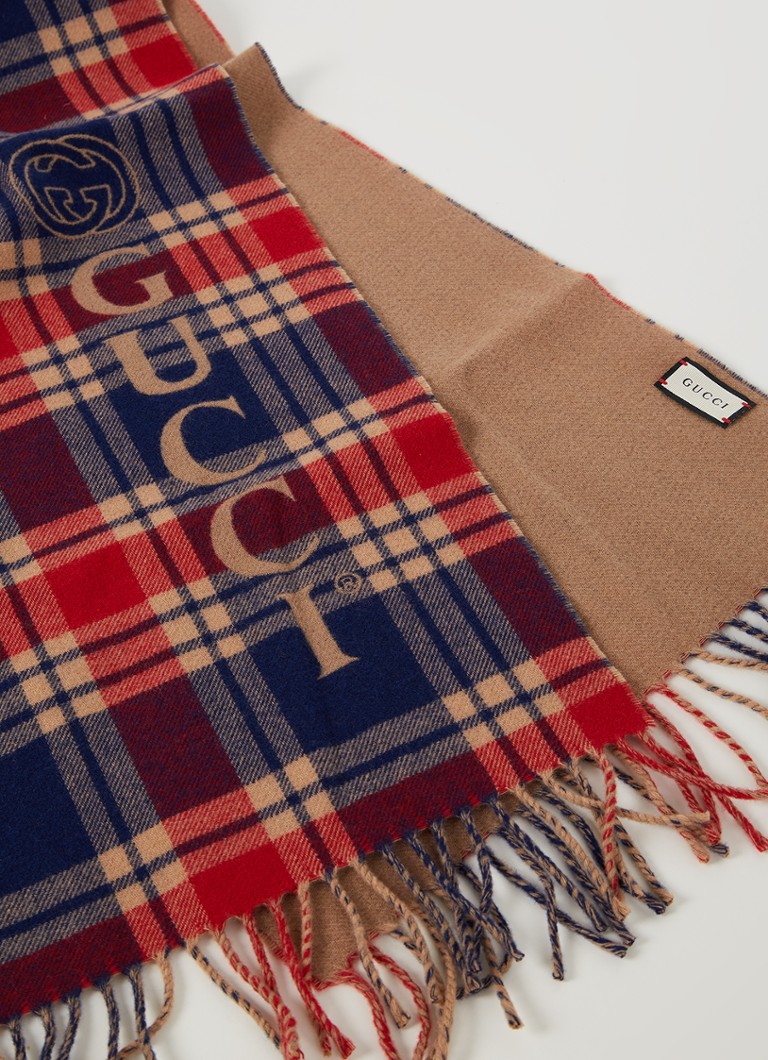 Geboorteplaats Regenjas collegegeld Gucci GG sjaal van wol en kasjmier 200 x 35 cm • Rood • de Bijenkorf
