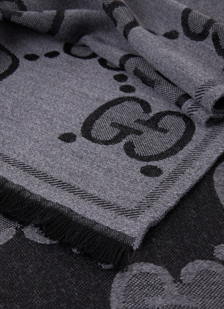 Oxide Uitgaand marmeren Gucci GG sjaal van wol met jacquard dessin 195 x 45 cm • Donkergrijs • de  Bijenkorf