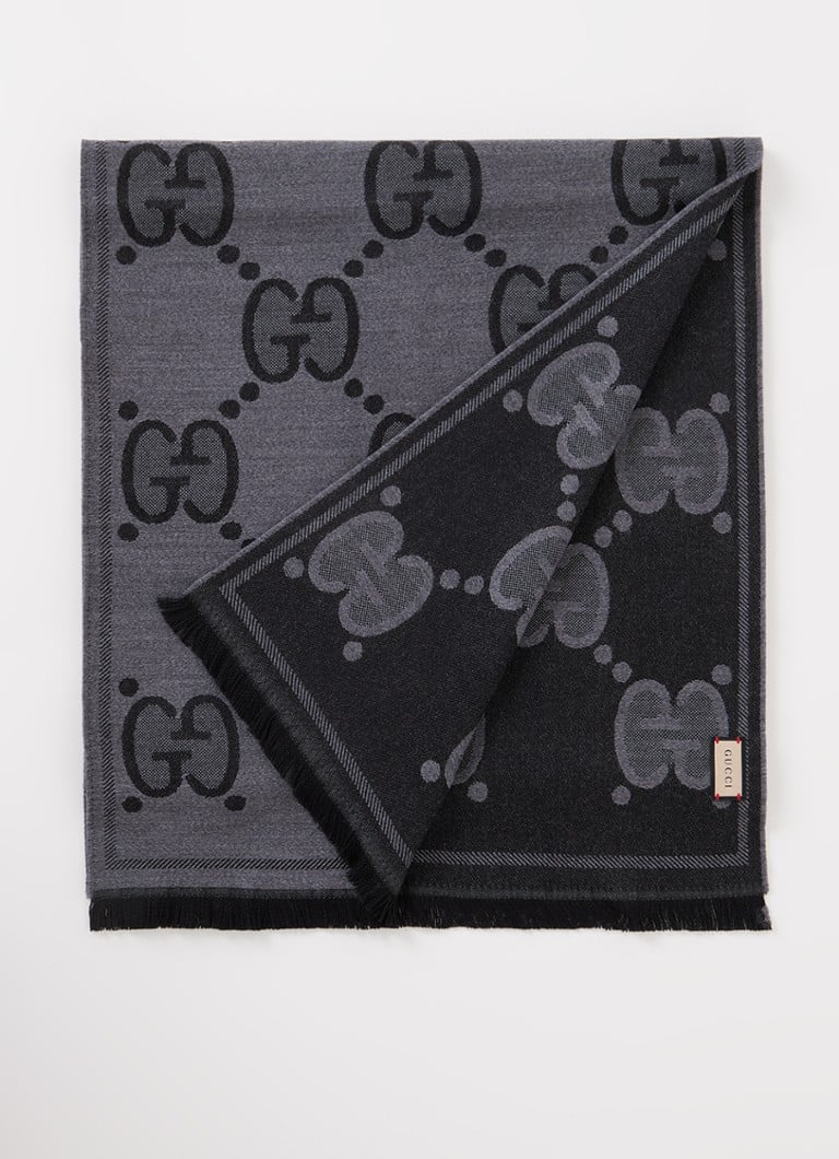 Gucci GG sjaal van wol met dessin 195 x 45 cm • Donkergrijs • de Bijenkorf