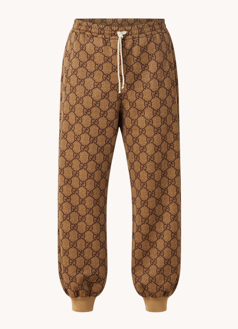 plek baai fysiek Gucci High waist tapered fit cropped joggingbroek met logoprint • Camel •  de Bijenkorf