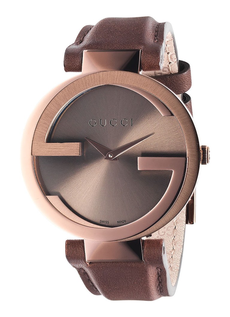Handvol cultuur Geplooid Gucci Horloge Interlocking YA133309 • Roségoud • de Bijenkorf