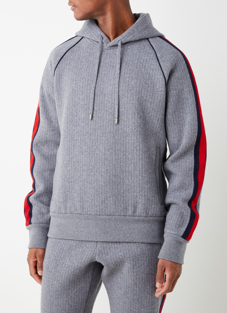 Wieg tevredenheid aanplakbiljet Gucci Ribgebreide hoodie in kasjmierblend met streepdetail • Grijs • de  Bijenkorf