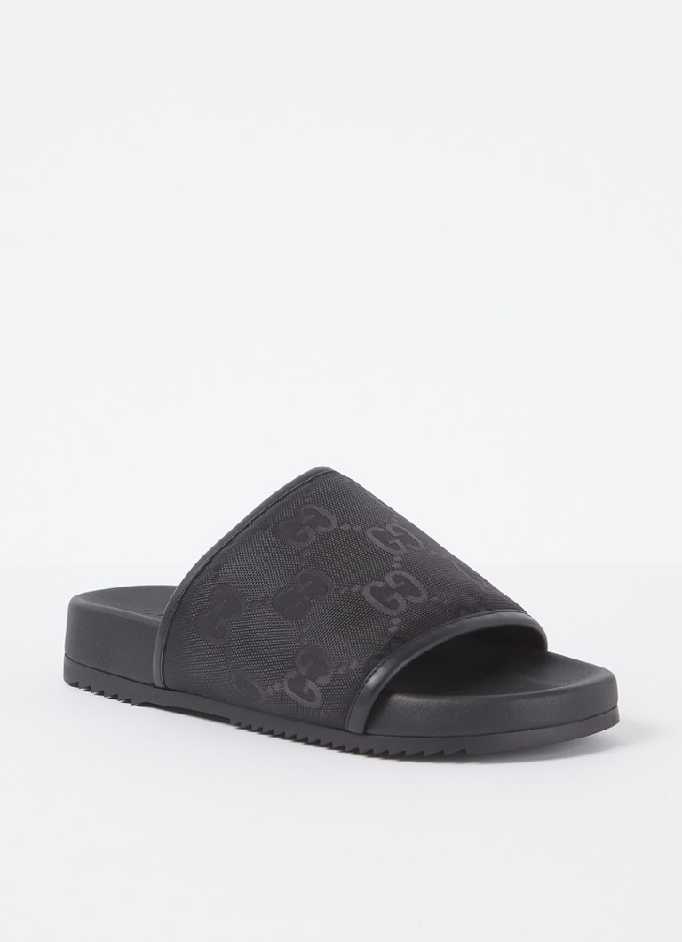 Gucci - Sideline gewatteerde slipper van nylon met logo - Zwart