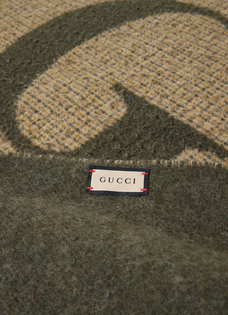 emmer kleding Impasse Gucci Sjaal in wolblend met logo 35 x 190 cm • Olijfgroen • de Bijenkorf