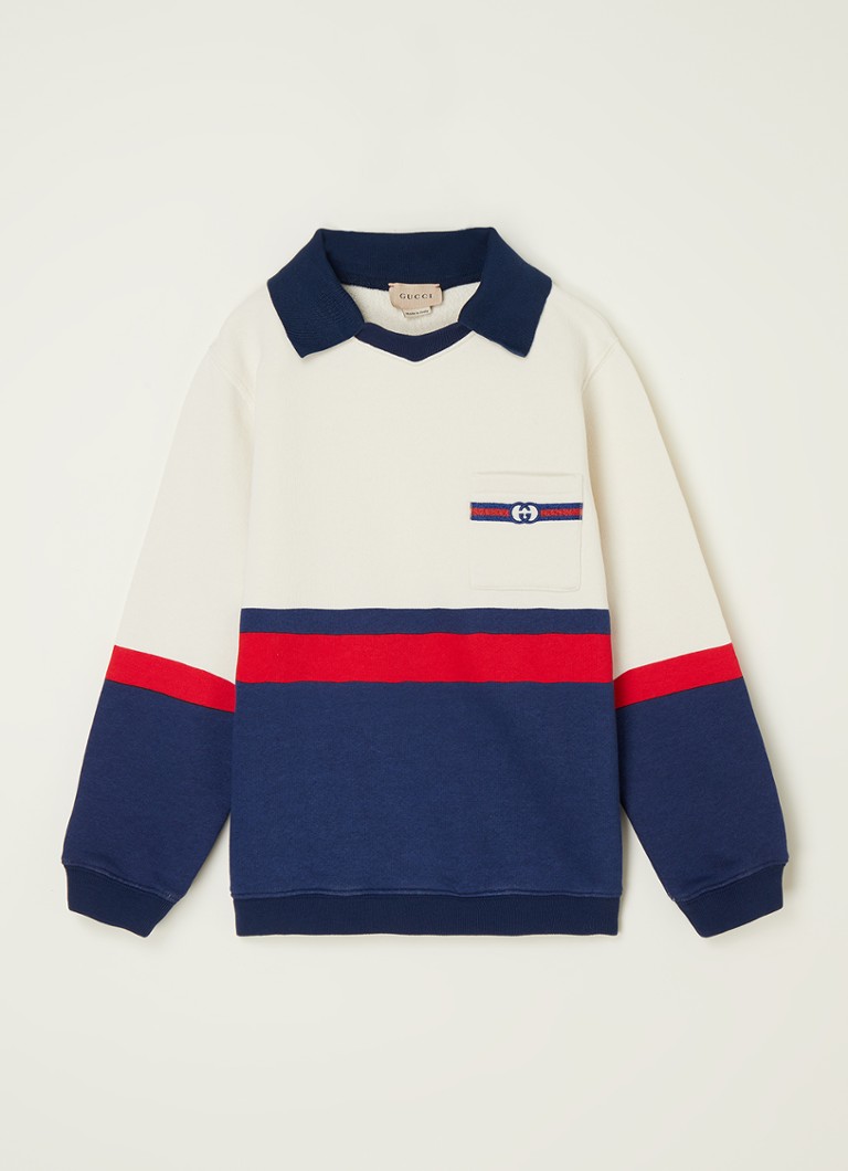 Gucci - Sweater met logoborduring en colourblocking - Donkerblauw