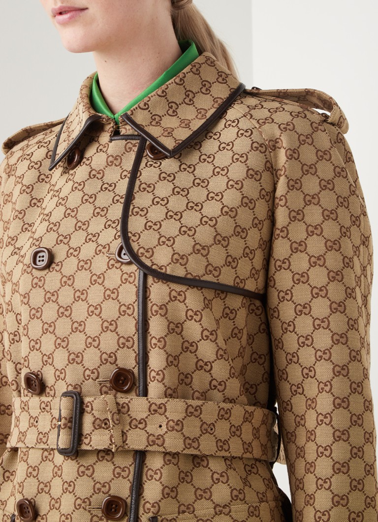 Puno Boost grafiek Gucci Trenchcoat met logoprint en ceintuur • Camel • de Bijenkorf