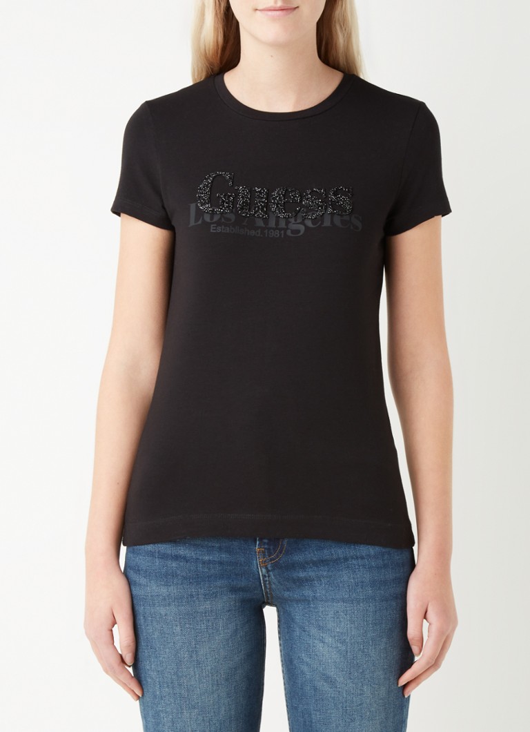 vooroordeel Inhalen Productie GUESS Astrelle T-shirt met logo van strass • Zwart • de Bijenkorf