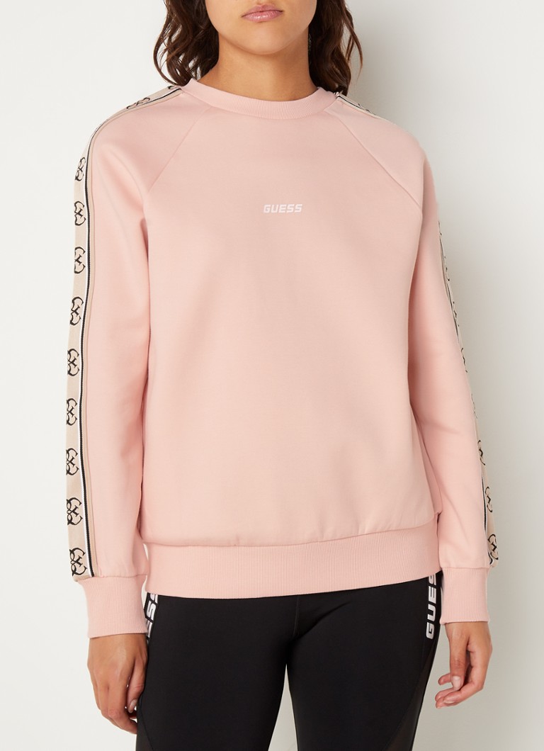 GUESS - Britney sweater met logoband  - Lichtroze
