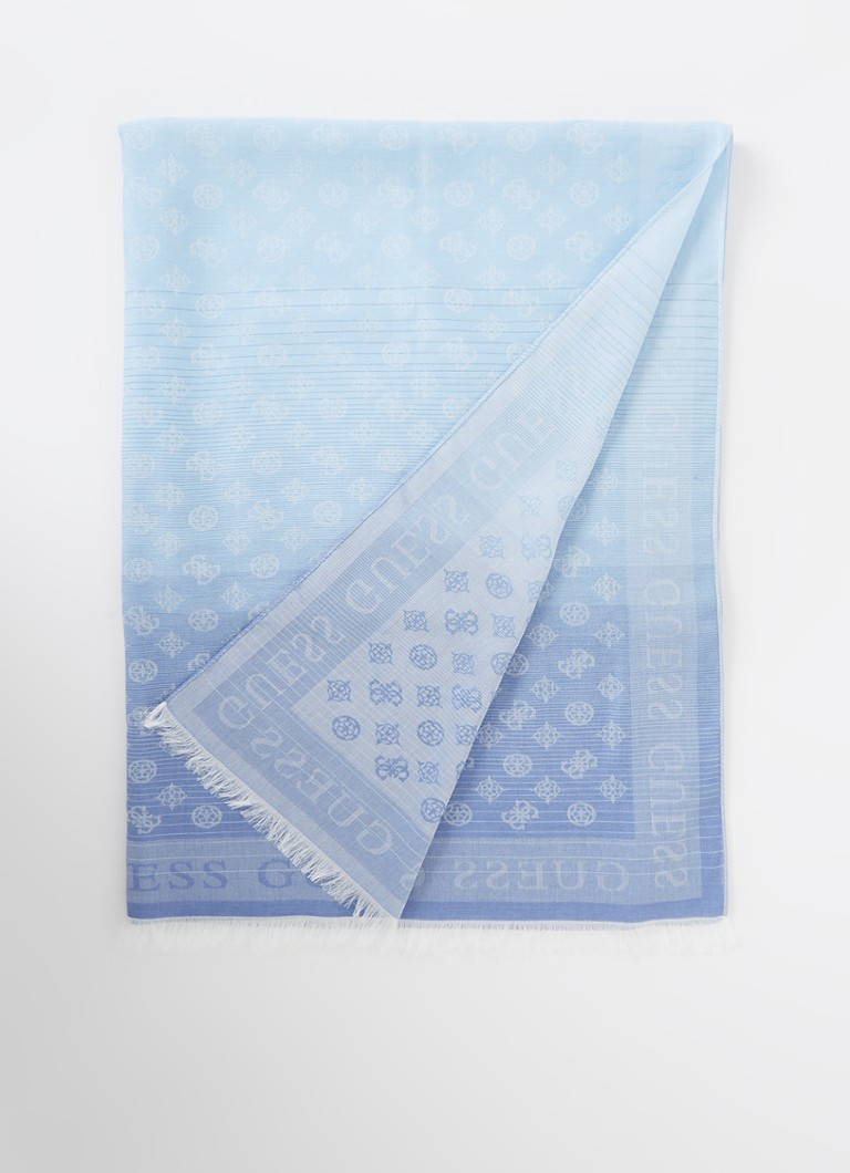 Ster ondersteuning Schrijf op GUESS Desideria sjaal met logoprint 180 x 80 cm • Lichtblauw • de Bijenkorf