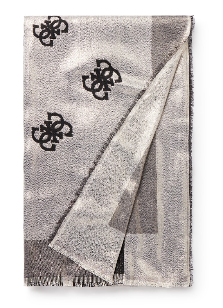 raken Tulpen Goot GUESS Kefia Silver sjaal met logoprint 135 x 135 cm • Zilver • de Bijenkorf