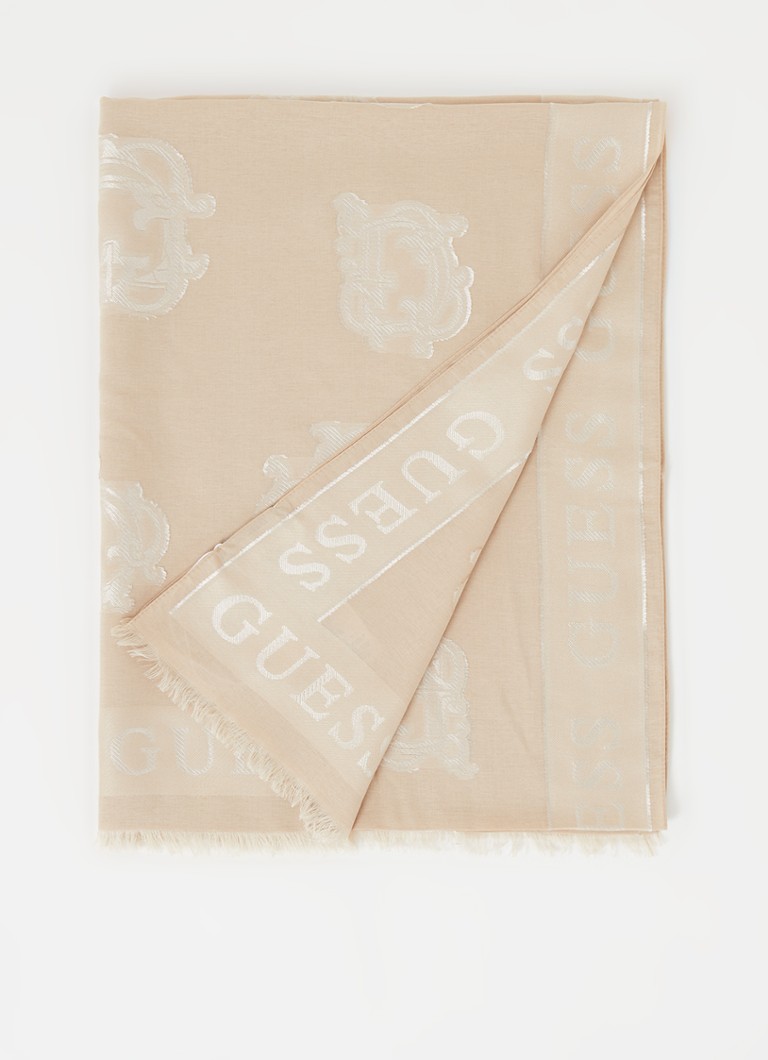 GUESS - Sjaal met logoprint 180 x 70 cm - Beige