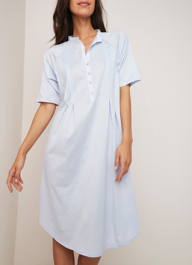 Hanro - Cotton Deluxe nachthemd van katoen - Lichtblauw