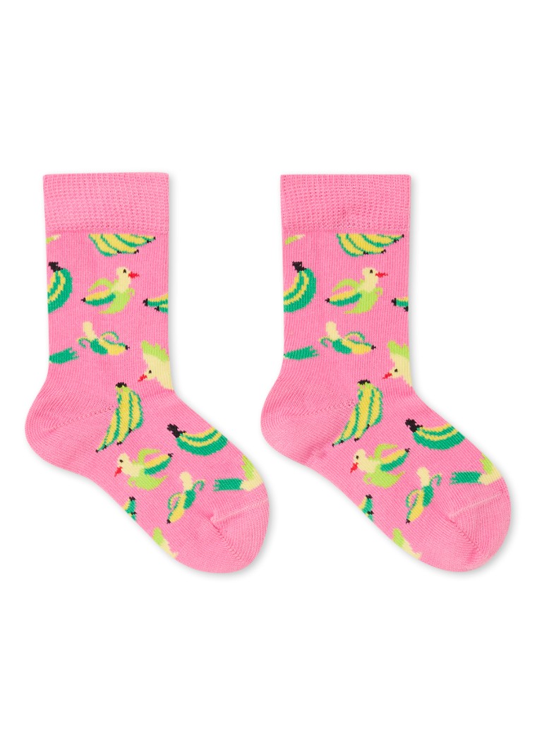 Happy Socks - Banana Bird sokken met print - Roze
