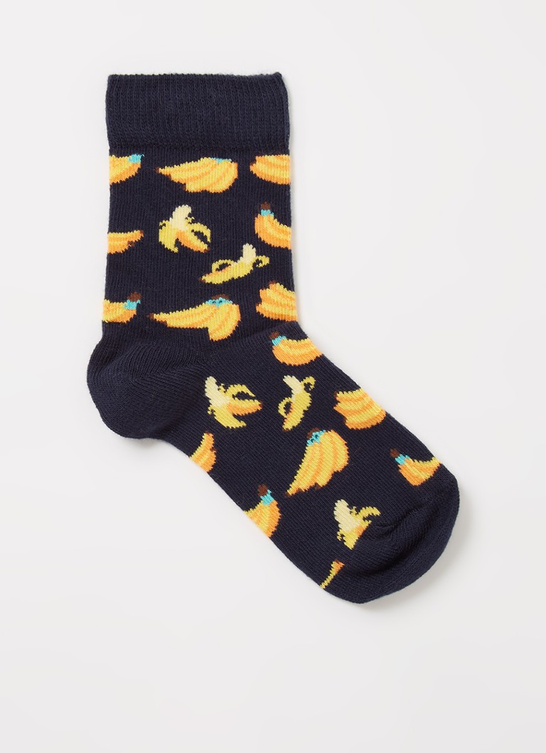 Happy Socks - Banana sokken met print - Donkerblauw