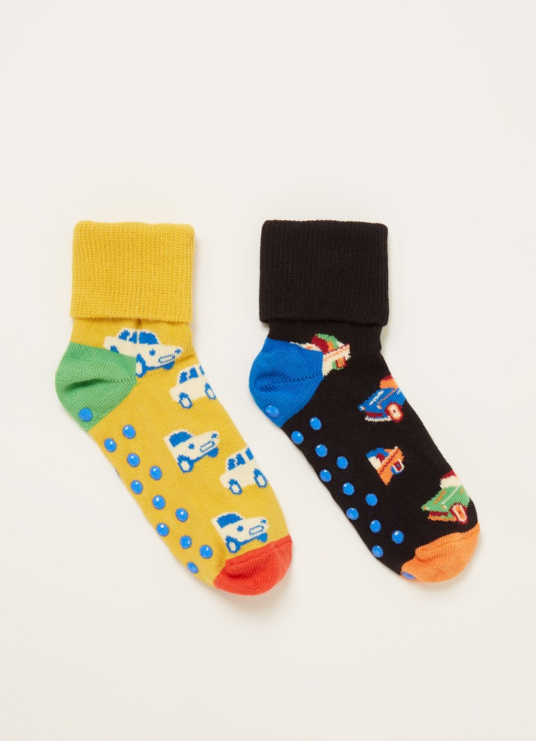 Happy Socks - Car sokken met print en anti-slip in 2-pack - Multicolor