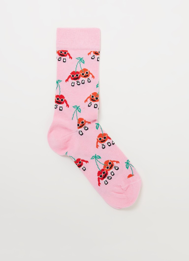 Happy Socks - Cherry Mates sokken met print - Roze