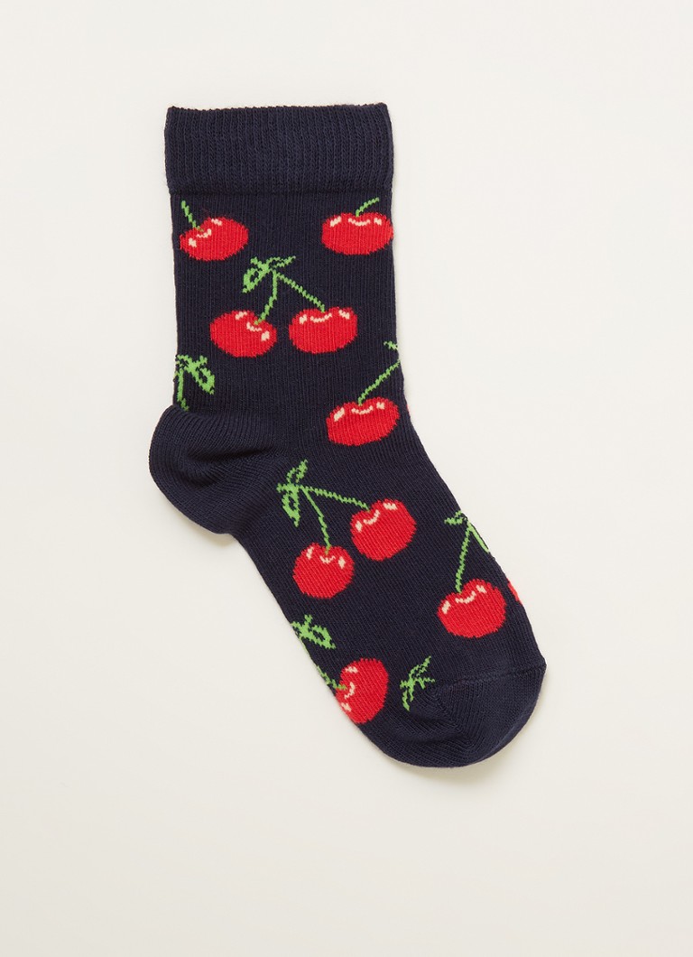 Happy Socks - Cherry sokken met print - Donkerblauw