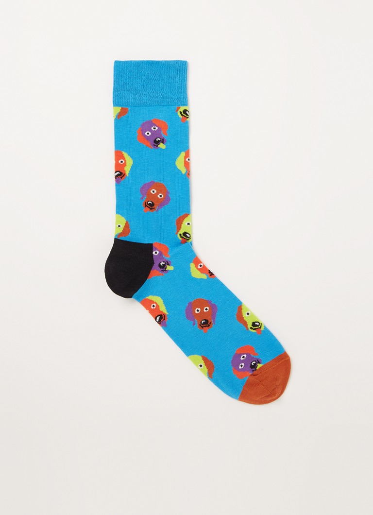 Happy Socks - Dog sokken met print - Blauw