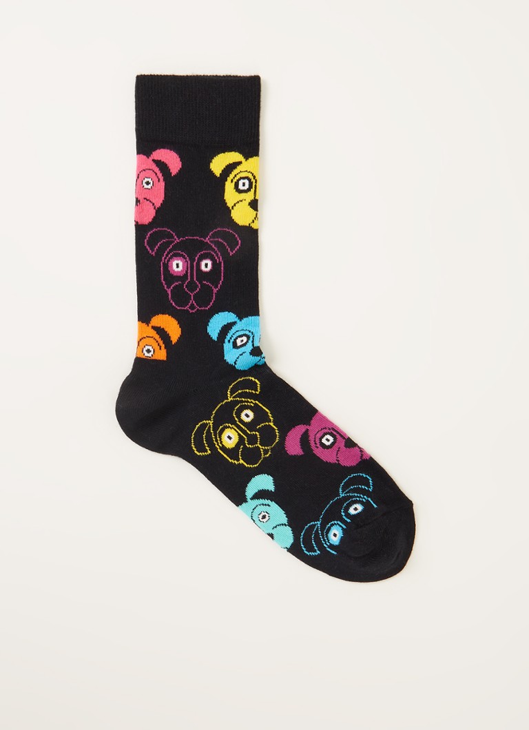 Happy Socks - Dog sokken met print - Zwart