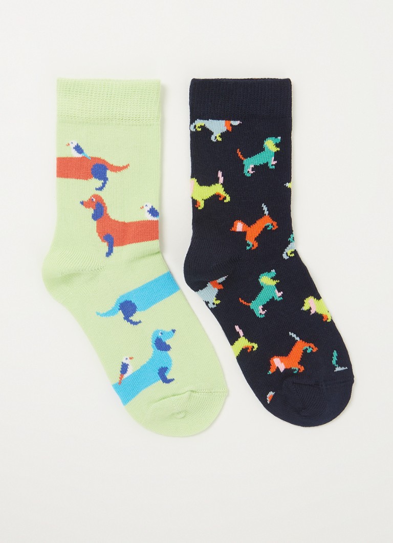 Happy Socks - Dogs sokken met print in 2-pack  - Lichtgroen