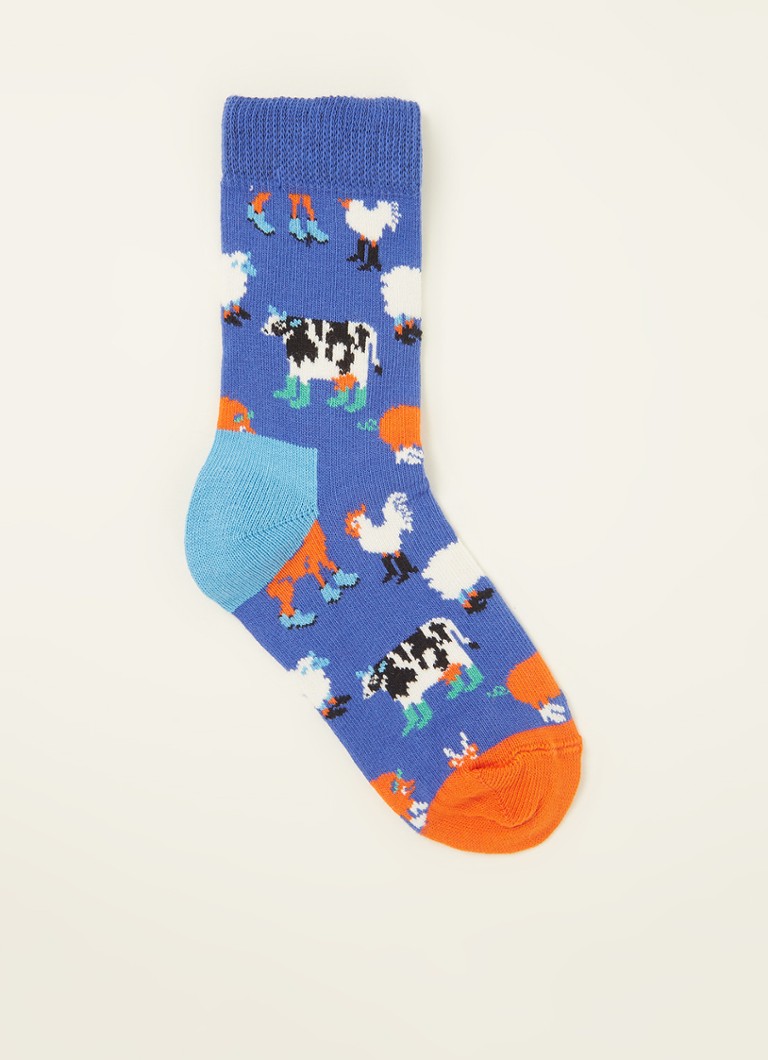Happy Socks - Farmcrew sokken met print - Blauw