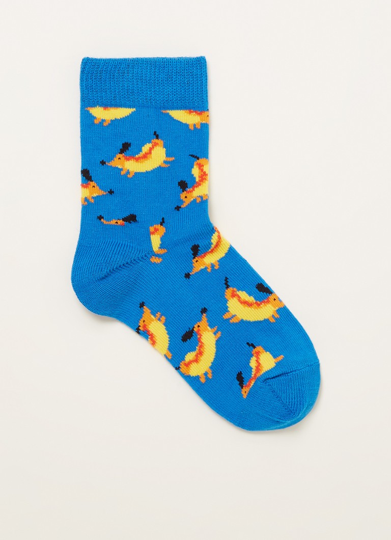 Happy Socks - Hot Dog sokken met print - Blauw