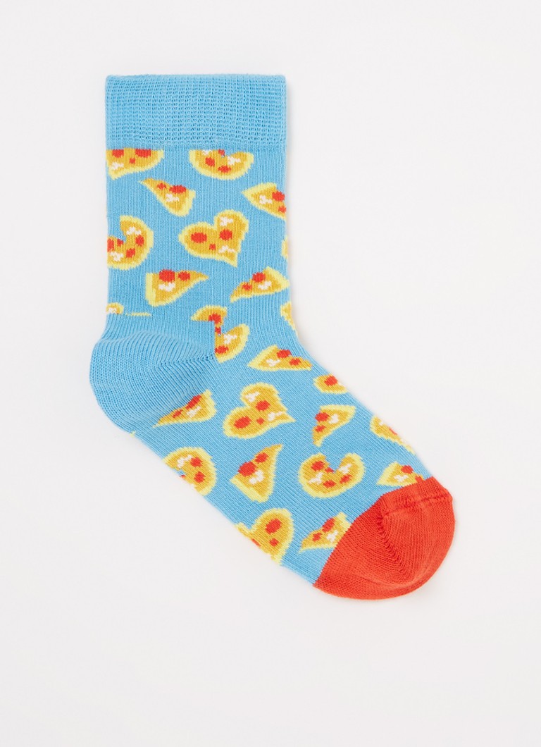Happy Socks - Pizza Love sokken met print - Lichtblauw