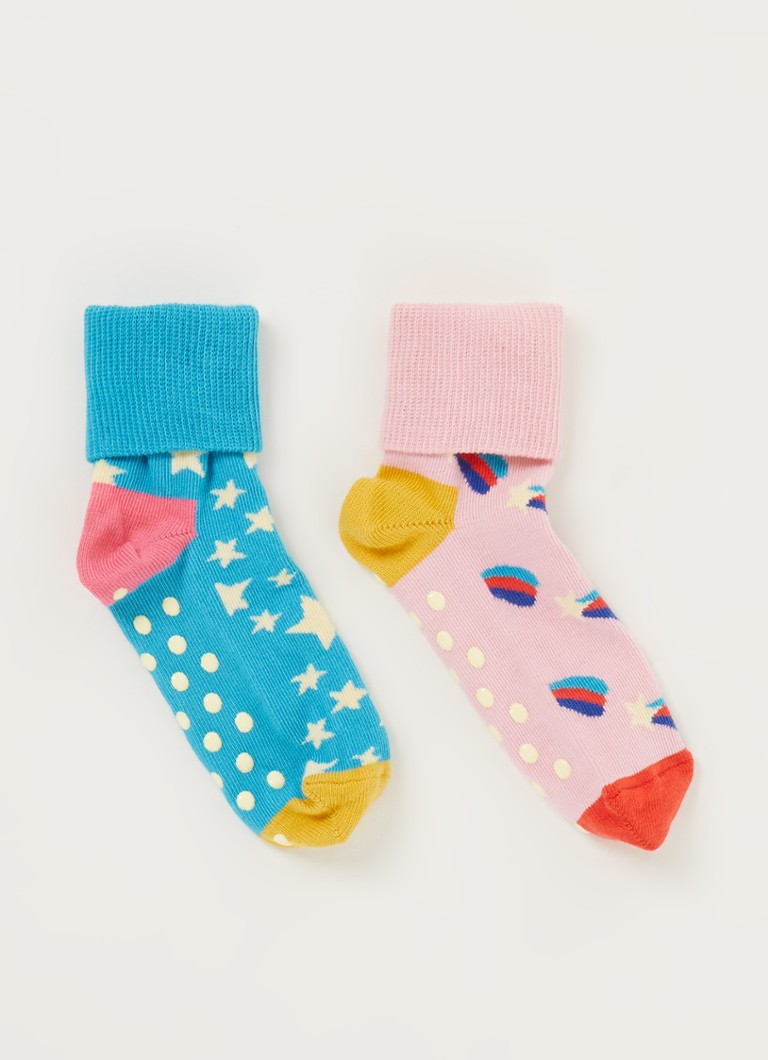 Happy Socks Shooting Star sokken met anti-slip in 2-pack • Blauw • de ...