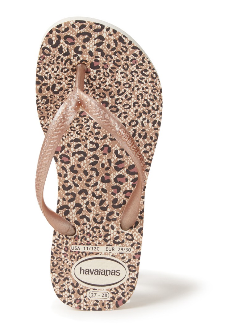 Havaianas Slim slippers met panterprint • Bruin • de
