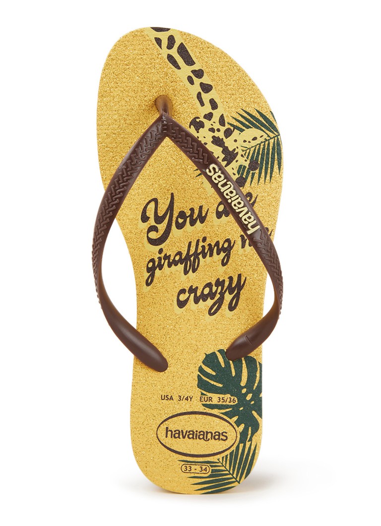 Zenuwinzinking Refrein Onvergetelijk Havaianas Slim slipper met logo • Geel • de Bijenkorf