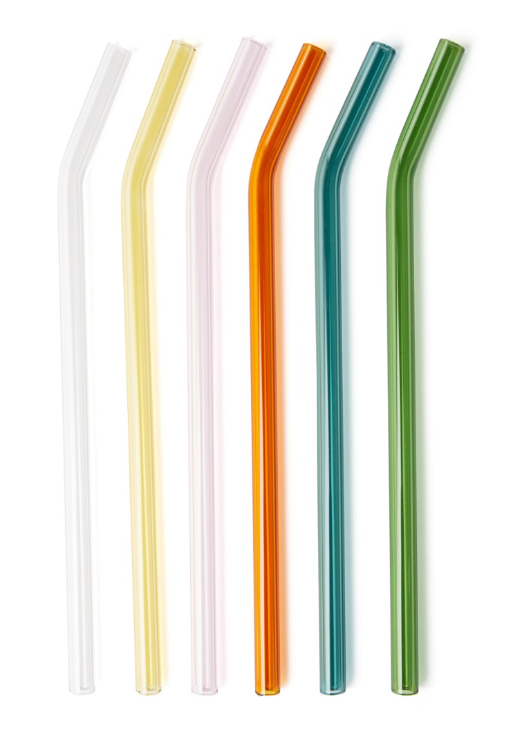 Hay - Sip Smooth rietjes van glas set van 6 - Multicolor