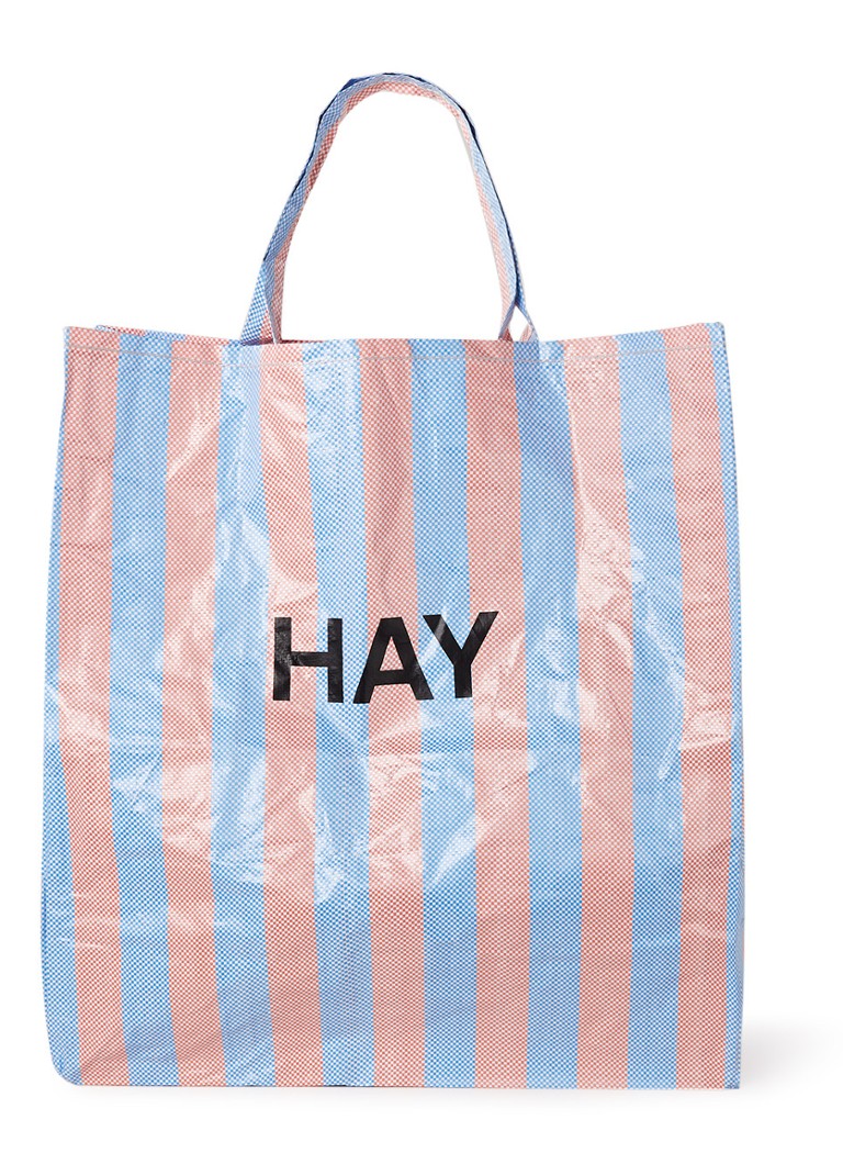 Hay - Stripe Shopper XL met logo - Lichtblauw