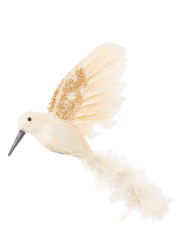 HD Collection - Bird Feather kerstornament met clip 17 cm - Beige