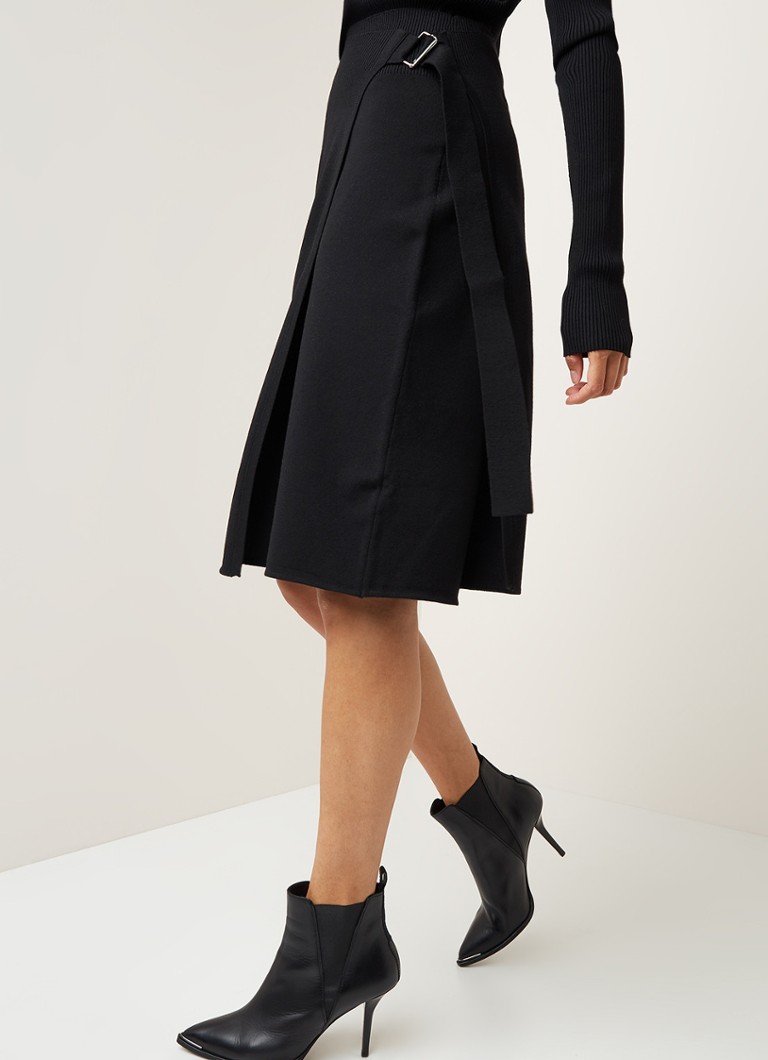 Helmut Lang - Fijngebreide wikkelrok van in wolblend - Zwart