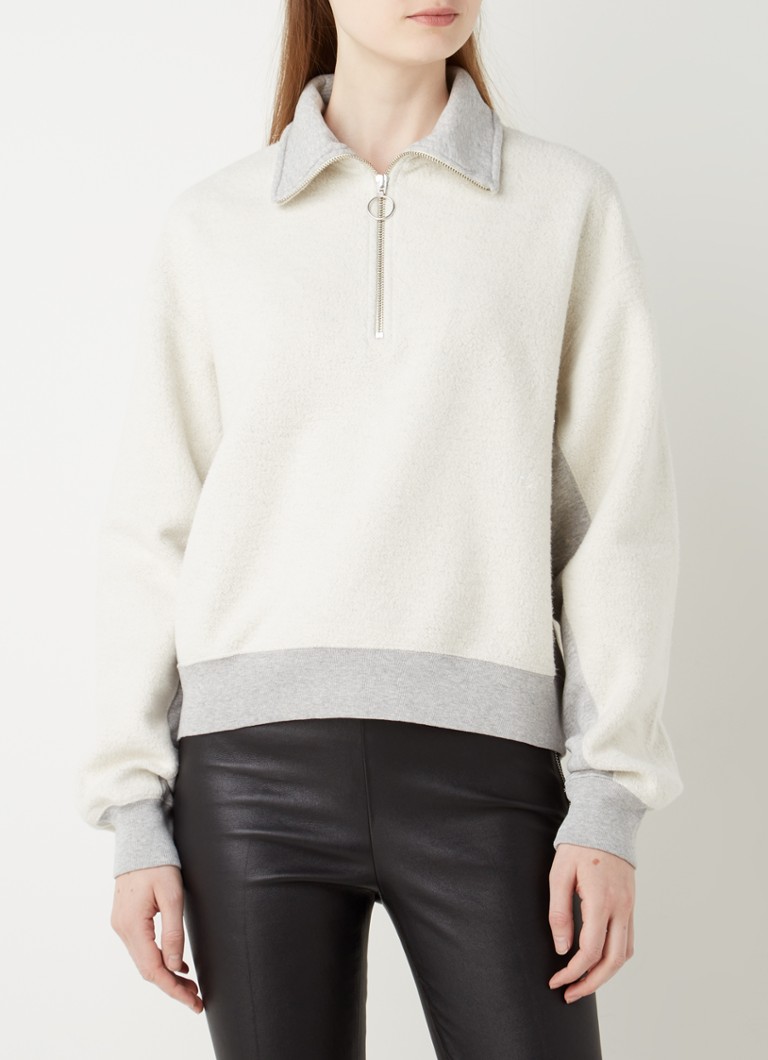 Helmut Lang - Sweater met opstaande kraag en halve rits - Gebroken wit