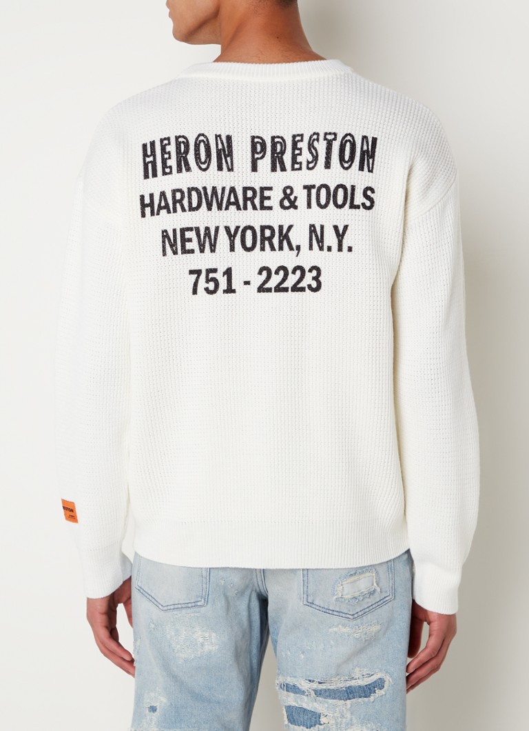 Heron Preston - Grofgebreide trui in wolblend met logo- en backprint  - Wit