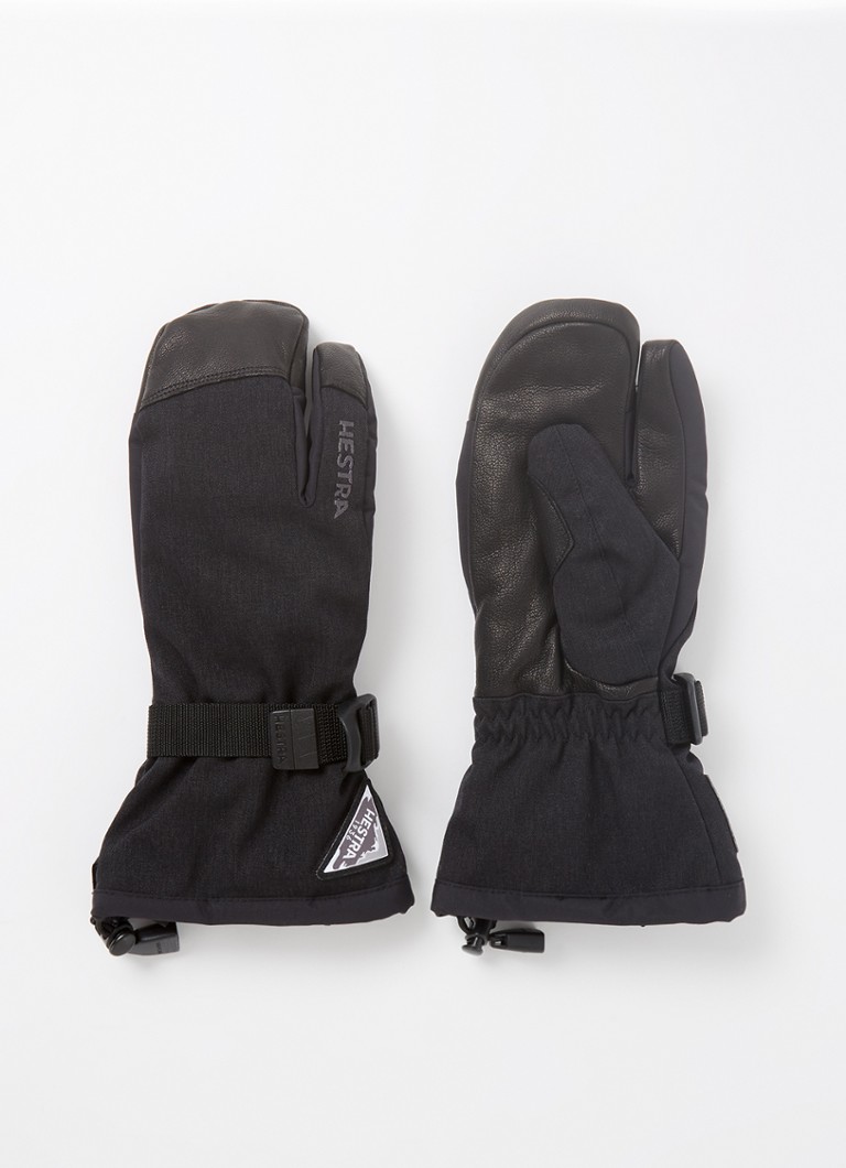 Hestra Powder Gaunlet handschoenen met leren details • Zwart • Bijenkorf