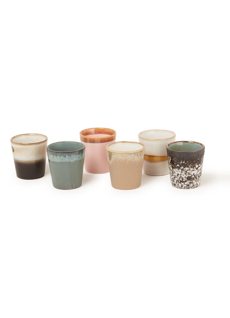 HKliving - 70's kopje 18 cl set van 6 - Multicolor