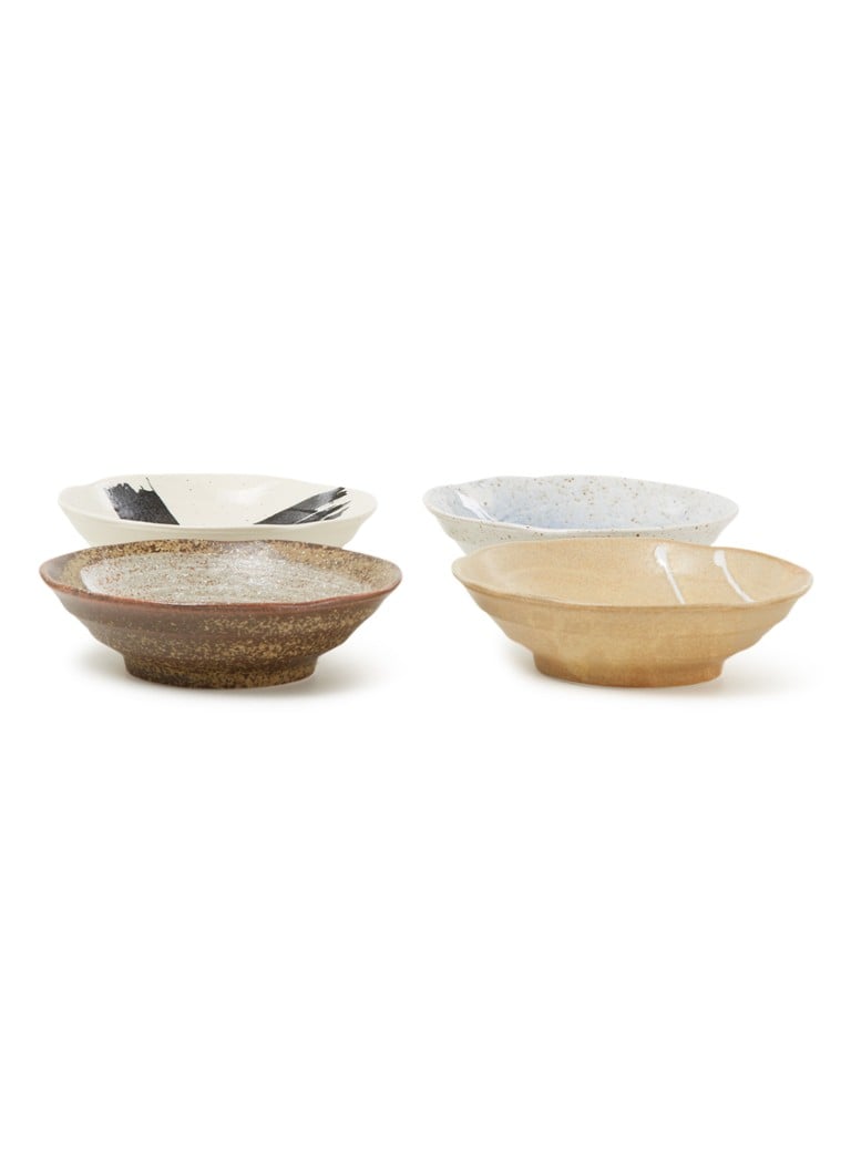 HKliving - Kyoto Ceramics kom set van 4 - Beige