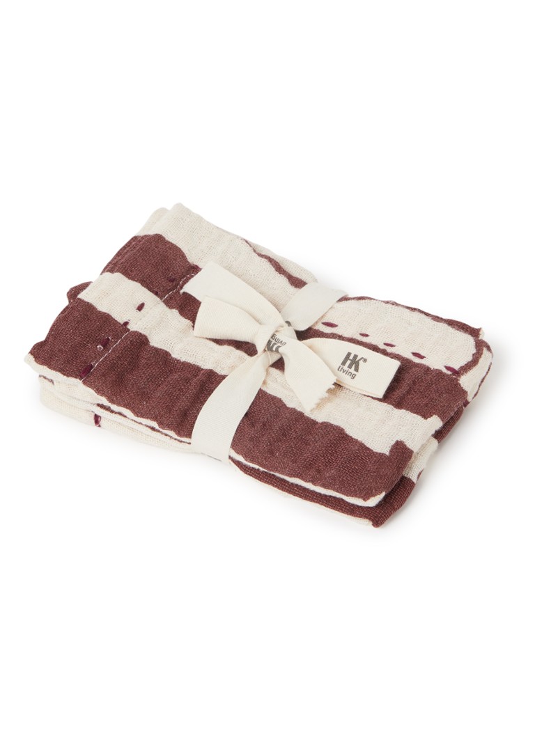 HKliving - Servetten 30 x 30 cm set van 2 - Roodbruin