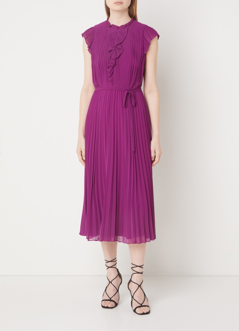 Hobbs - Addison midi jurk met volant en strikceintuur - Paars