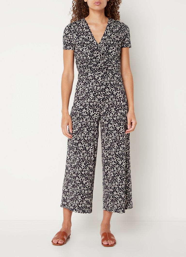 Hobbs Dina wide fit jumpsuit van jersey met bloemenprint en plooidetail